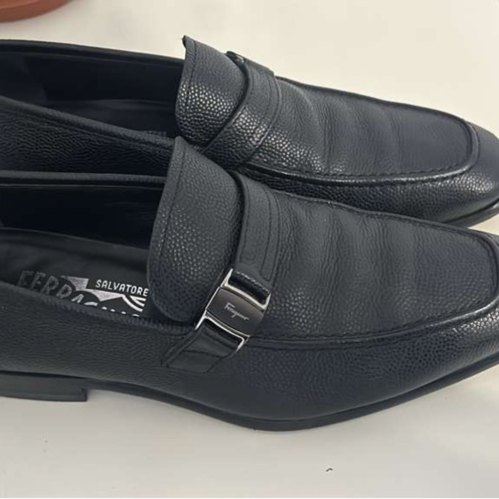 Salvatore Ferragamo Men's Dark Leather Slip-Ons